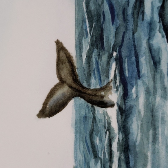 Cathy Zhang Easy Sunday Club Art "Whale Watching" 8" x 10" Watercolor - Picture 3 of 7